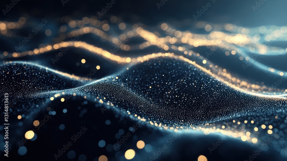 Aufkleber digital abstract rendering depicts glowing waves with vibrant particles
