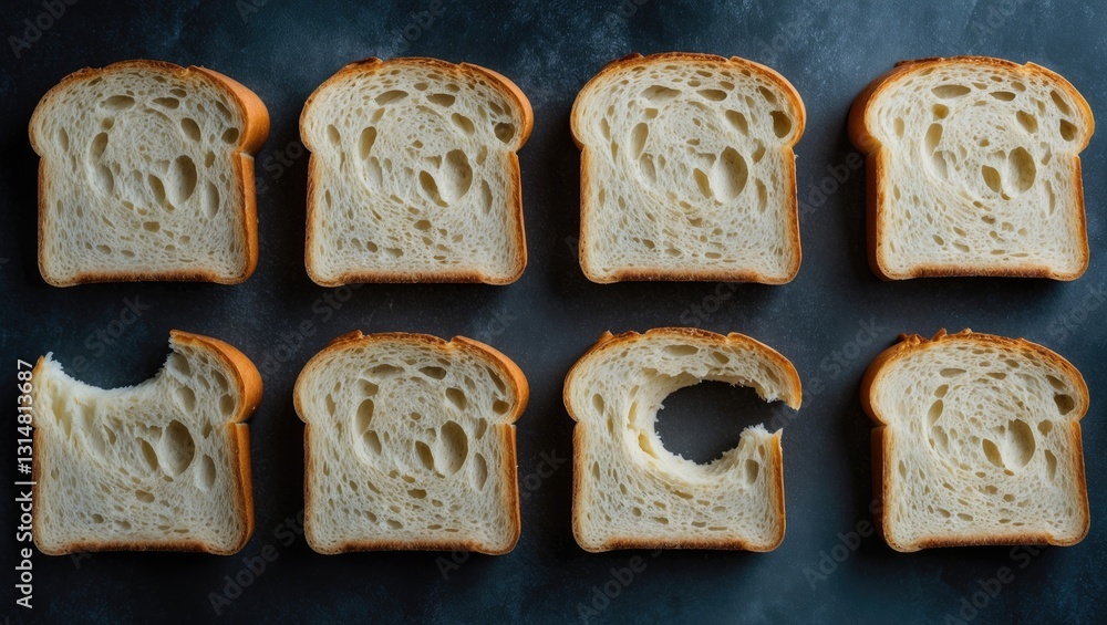 Poster stages in consuming a slice of bread - isolated