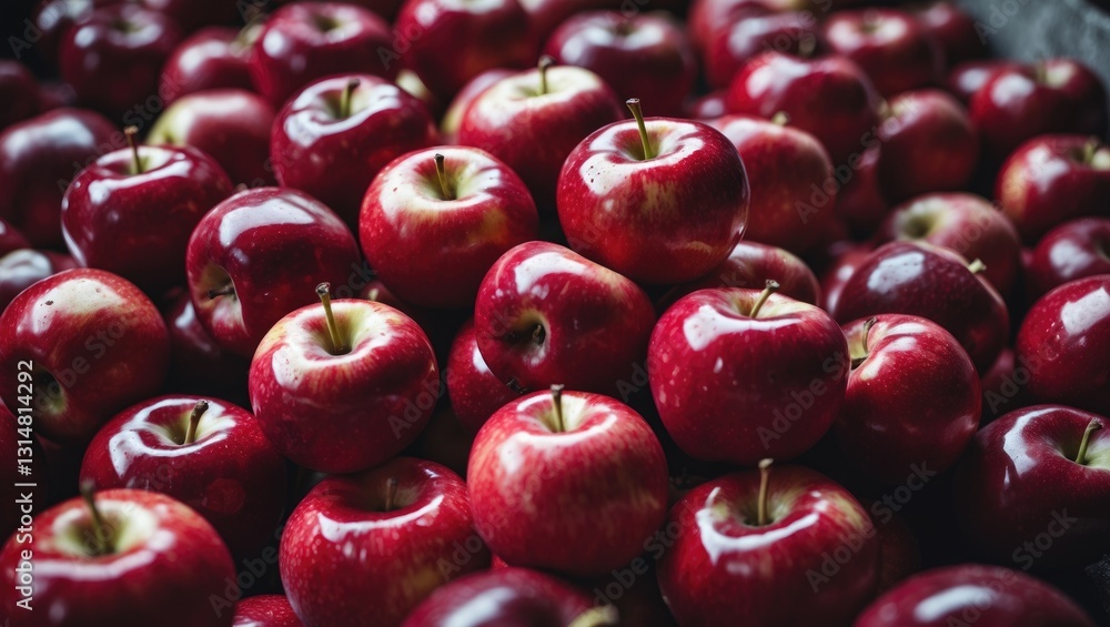 Poster the apples showcase a shiny surface and are sharp in detail. the image features a mound of red apple