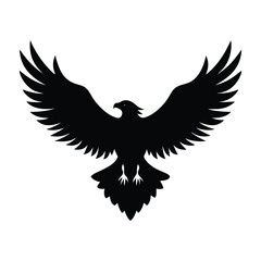 Eagle Soaring with Spread Wings in Silhouette