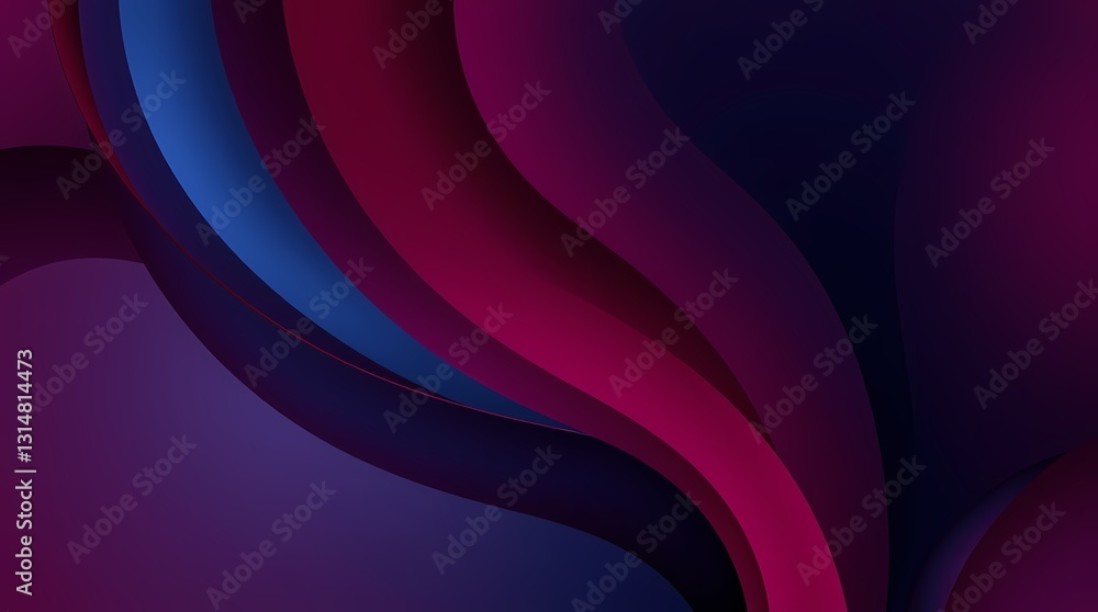 Aufkleber abstract waves of color: a dynamic composition of flowing curves in deep violet, blue, and magenta h