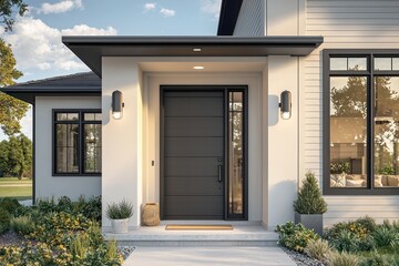 Trendy 2025 color on elegant flush door enhances stylish home entry.