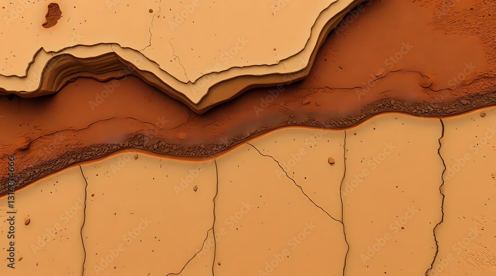 Poster layers of earth: a close-up view of the earth's surface revealing a pattern of layers with cracks, p
