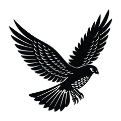 Obraz premium Falcon Flying with Wings Angled Downward Silhouette