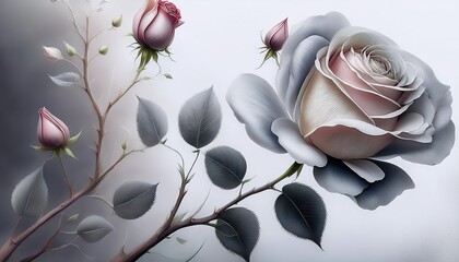 Detailed black and white coloring page featuring a firefly and a stunning rose with intricate designs and delicate detailing