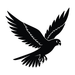 Falcon in Downward Flight with Angled Wings Silhouette