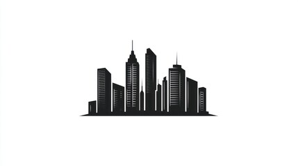 Obraz premium Cityscape silhouette, urban skyline, modern buildings, background white, website design