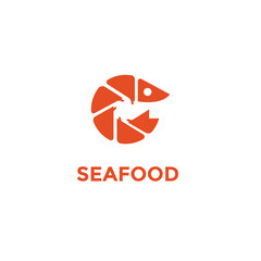 Fish and shrimp logo in line style, seafood logo, restaurant icons