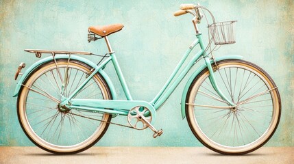 Naklejka premium Vintage teal bicycle against teal wall