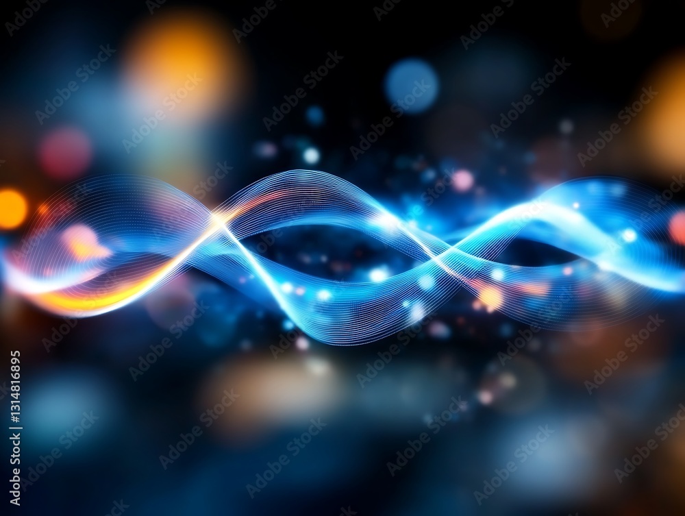 Poster abstract luminous wave forms with blurred background digital art