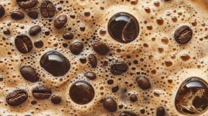 coffee beans with liquid coffee
