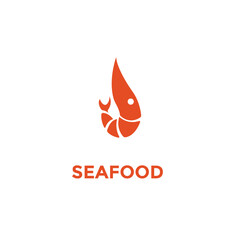 Fish and shrimp logo in line style, seafood logo, restaurant icons