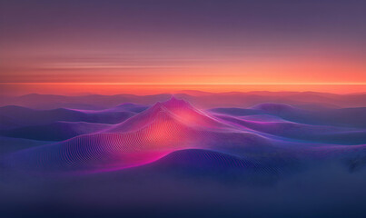 Digital landscape at sunrise