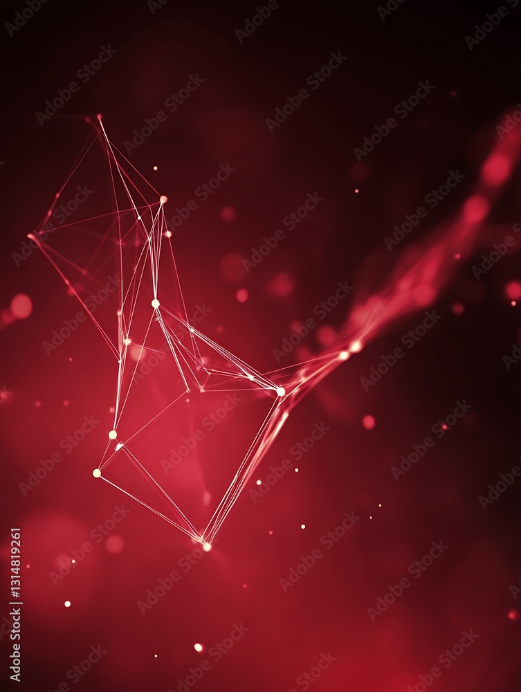 Poster abstract red polygonal structure illuminated for modern backgrounds