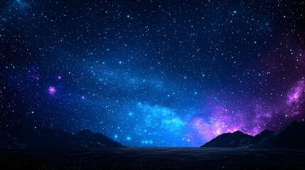 Fototapeta premium Expansive Night Sky with Stars and Cosmic Colors Over Mountains
