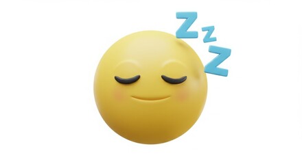 Fototapeta premium Sleepy Emoji 😴 Yellow emoticon taking a nap.