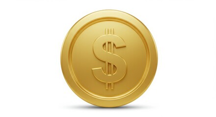 Golden coin with dollar sign. Wealth, finance, and success concept.