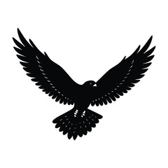 Kestrel Hovering Mid-Air with Wings Spread Silhouette