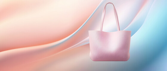 Stylish pink tote bag display soft pastel background product photography fashion close-up trendy accessory