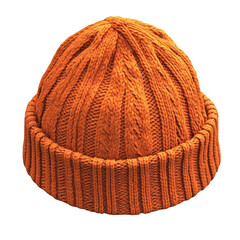 Fototapeta premium Cozy Orange Knit Beanie Cap for Cold Weather Fashion Accessories