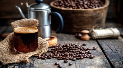 Aromatic Coffee Beans and Brewed Coffee