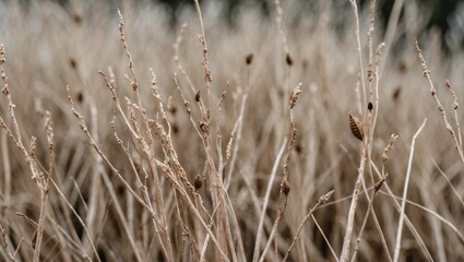 Fototapeta premium Close-up of a dry grass pattern on a background. Plant texture. Poster.