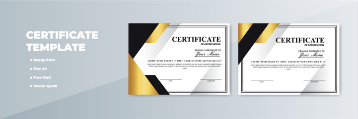 Elegant A4 certificate templates; gold, black design; ready print (1)