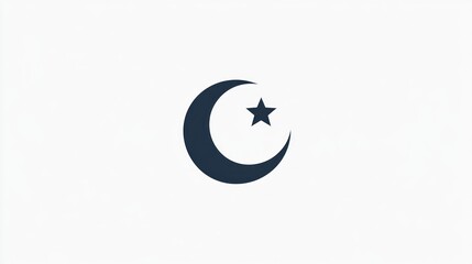 Fototapeta premium Crescent moon and star symbol, Islamic religious icon.