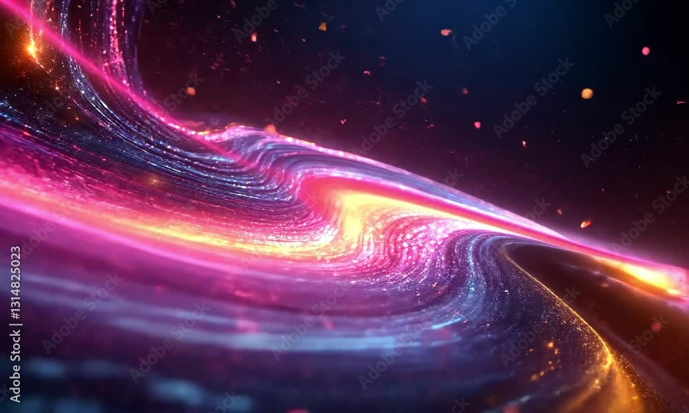 Aufkleber colorful abstract waves of light flowing through a dark space, creating a vibrant visual effect