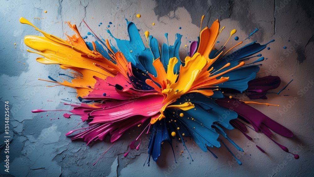 Poster vibrant abstract design featuring graphic brushstrokes. lovely color splashes in art. background wal