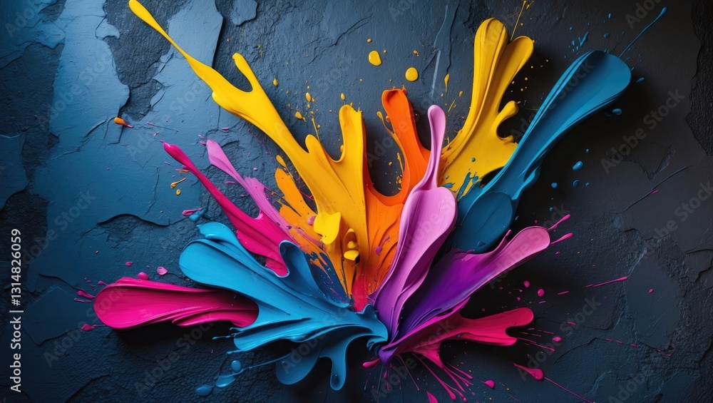 Aufkleber vibrant abstract design featuring graphic abstract brushstrokes. beautiful color splashes in art. wa