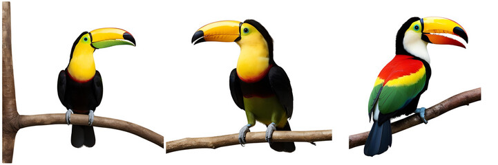 Fototapeta premium Set of Toucan sitting on Costa Rica isolated on a transparent background