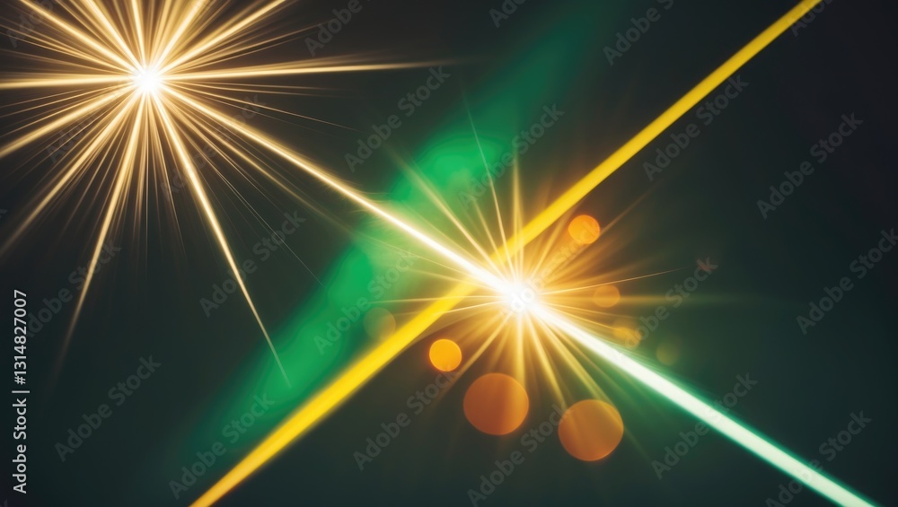 Poster lens flare glow light effect on a dark background. an image showcasing rays of light effects, overla