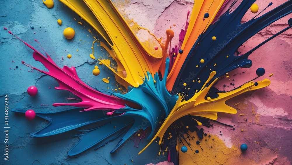 Poster vibrant abstract design featuring graphic abstract brushstrokes. lovely color splashes in art. wall 
