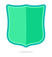Green shield with a teal outline, ideal for ecofriendly businesses, environmental organizations, or sustainable product branding purposes. Versatile design element.