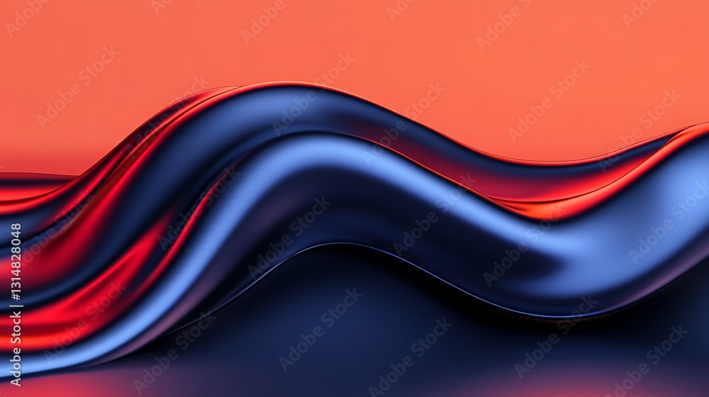 Poster elegant flowing chrome abstraction, digital rendering with smooth curves