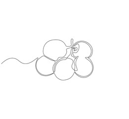 Grape fruit continuous line. Continuous one line drawing of delicious for diet. Berries fruit concept. single line drawing