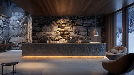 living room with classic stone 