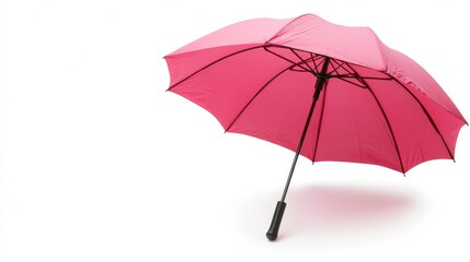 Pink umbrella against white background