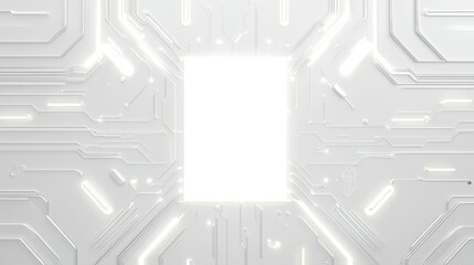 White background with neon circuit lines glowing empty center for mockup design wallpaper AI generated image
