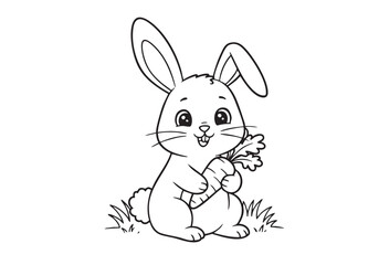 Obraz premium Adorable Rabbit with a Carrot – Pencil Sketch