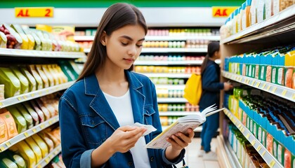 young woman shopping in supermarket