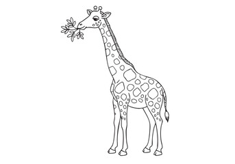 Obraz premium Graceful Giraffe Grazing on Grass – Pencil Sketch
