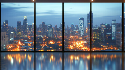 City night view from the office window.. Ai Generated Images