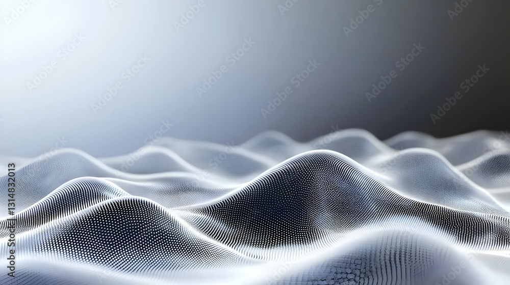 Poster abstract 3d landscape with black and white gradient digital data visualization in a futuristic cyber