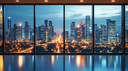 City night view from the office window.. Ai Generated Images
