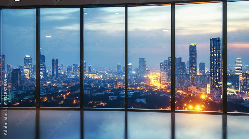 Poster city night view from the office window.. ai generated images