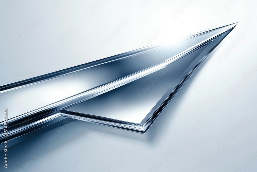 Poster abstract metallic arrow pointing upward, symbolizing progress and innovation in a sleek, modern desi