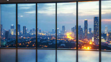 City night view from the office window.. Ai Generated Images