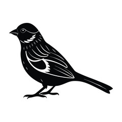 Sparrow Standing with Slightly Raised Tail Silhouette